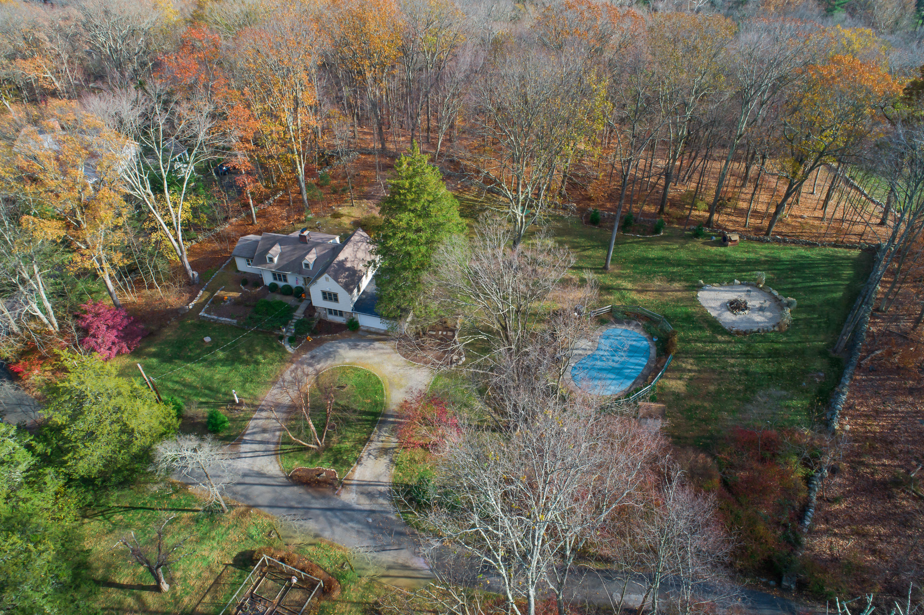 13 Hidden Hill Road Weston, CT 06883 - Photo 27 of 27 Aerial view of front of house