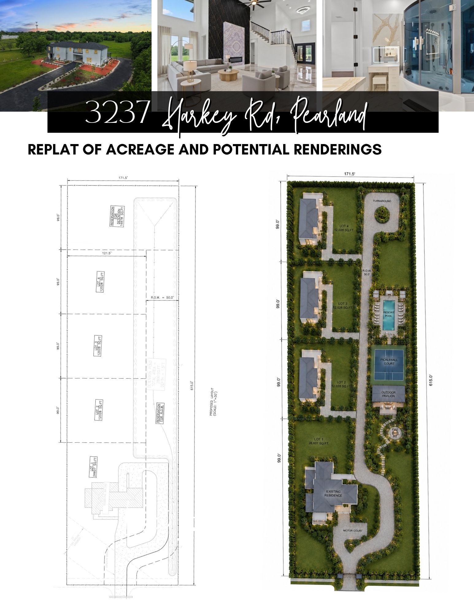 3237 Harkey Road Pearland, TX 77584 - Photo 45 of 46 **RENDERING ONLY** This is a rendering showing the possibility to replat the acreage and sell individual lots and/or build a small community