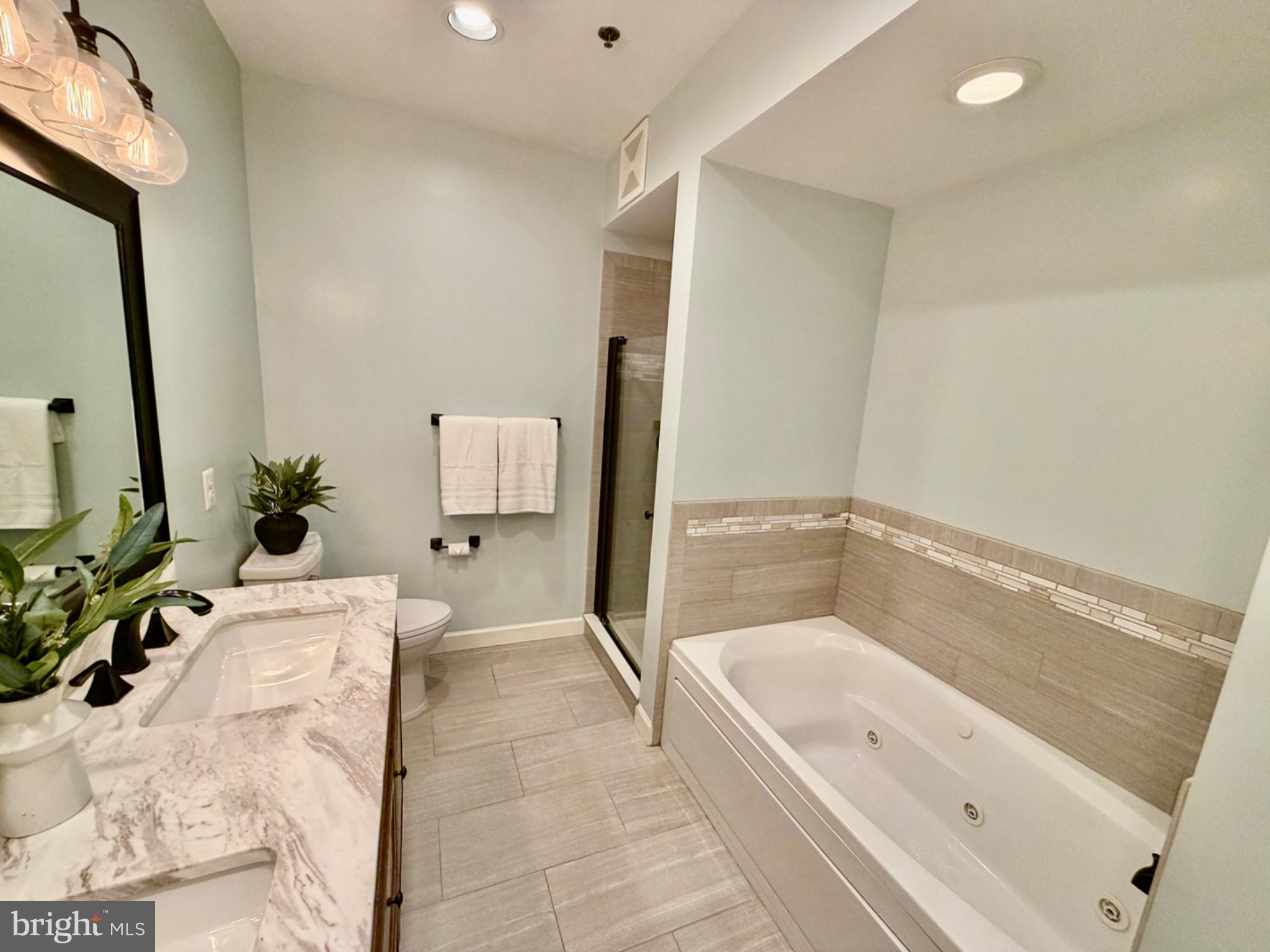 1855 Stratford Park Place, Unit 214 Reston, VA 20190 - Photo 12 of 29 a bathroom with a tub sink and mirror