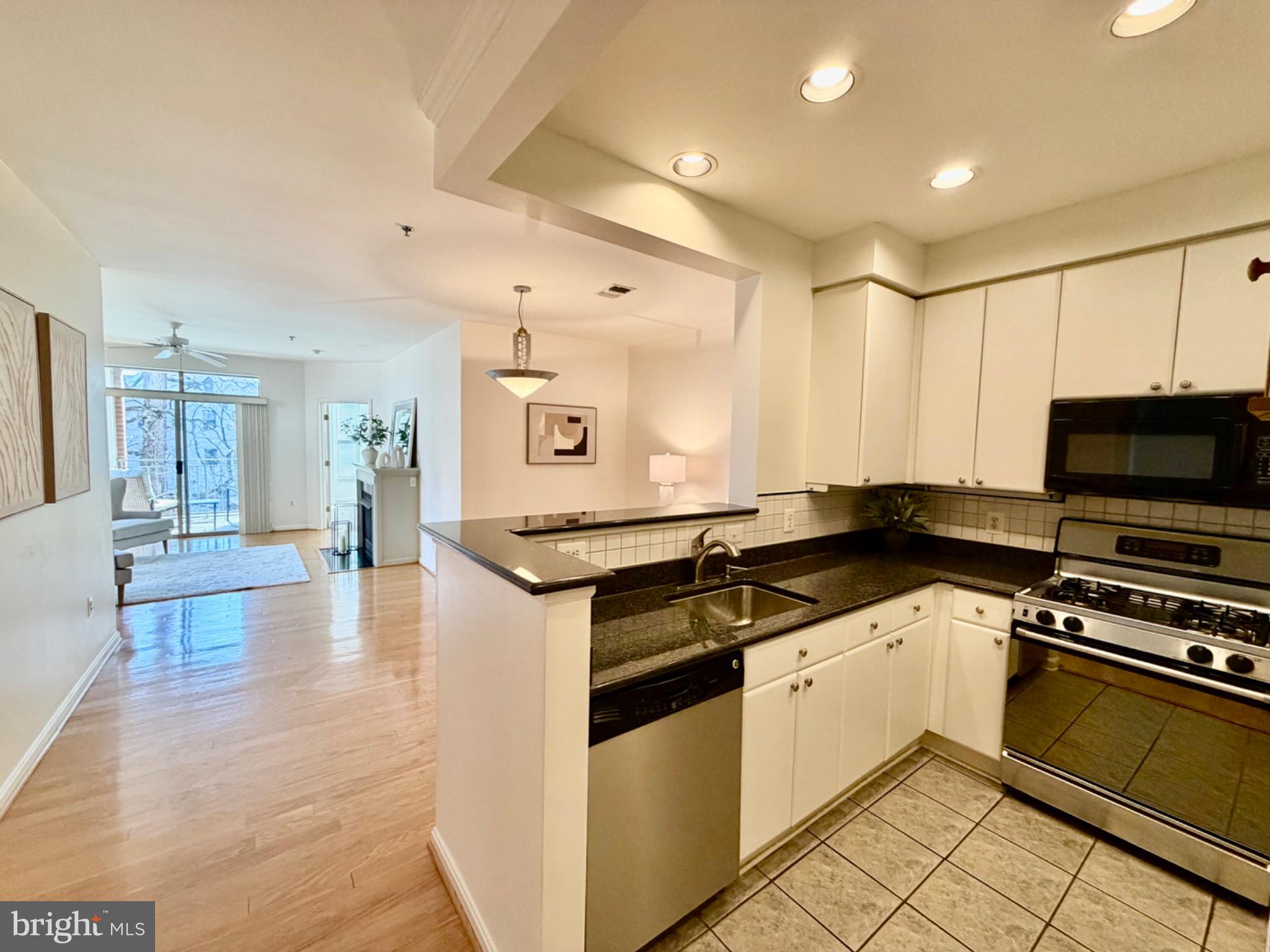 1855 Stratford Park Place, Unit 214 Reston, VA 20190 - Photo 4 of 29 a kitchen with stainless steel appliances granite countertop a stove and a sink