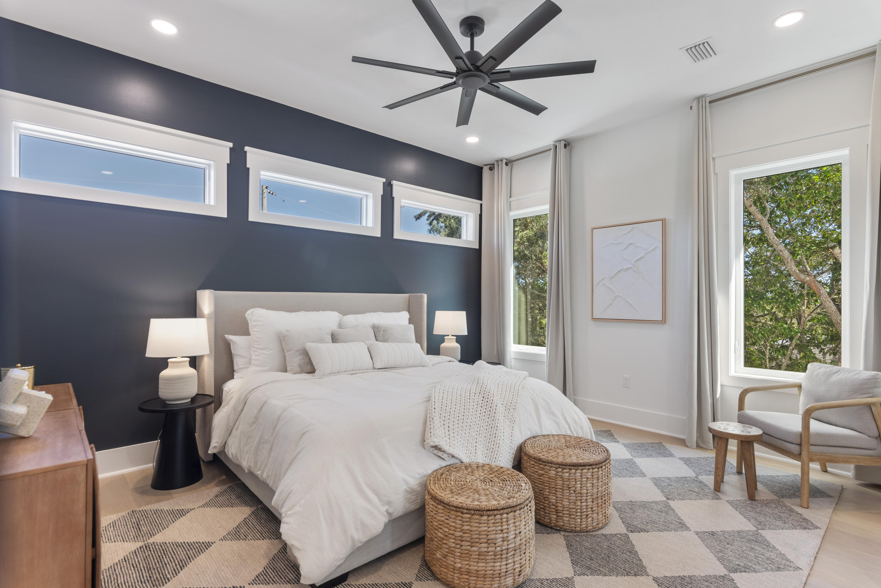 185 Dune Drive Santa Rosa Beach, FL 32459 - Photo 29 of 53 a bedroom with a bed and a chandelier
