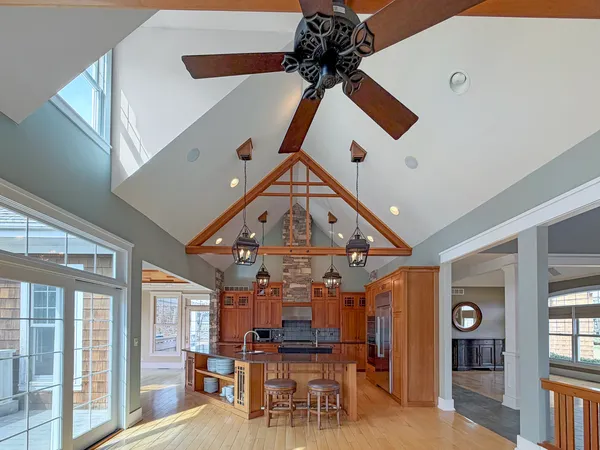 a view of a living room and entryway