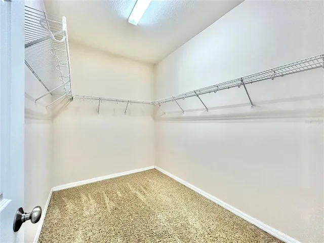 a view of a room with racks on the wall