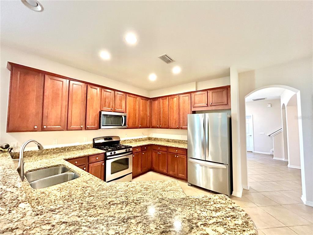 11210 Roseate Drive Tampa, FL 33626 - Photo 6 of 50 a kitchen with granite countertop a refrigerator sink and cabinets