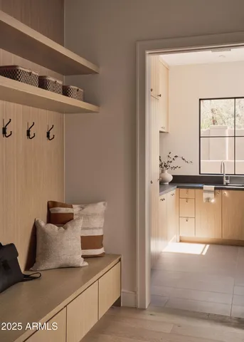 a bathroom with a bathtub