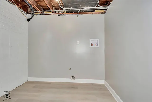 an empty room with bags