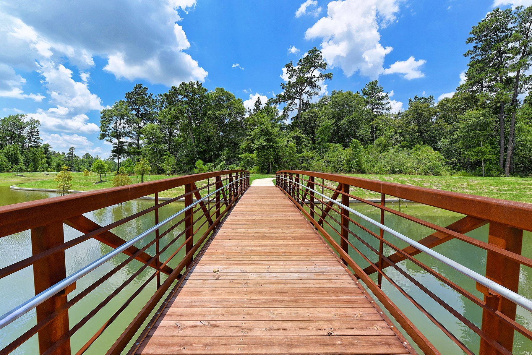 17211 Green Darter Conroe, TX 77385 - Photo 39 of 48 a view of a balcony with wooden floor and trees