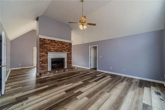 a view of a livingroom with a fireplace