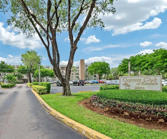 a view of a garden with a tree