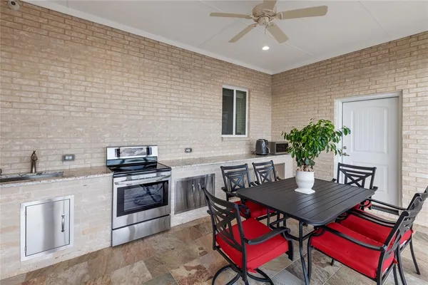 a view of a lake with outdoor space