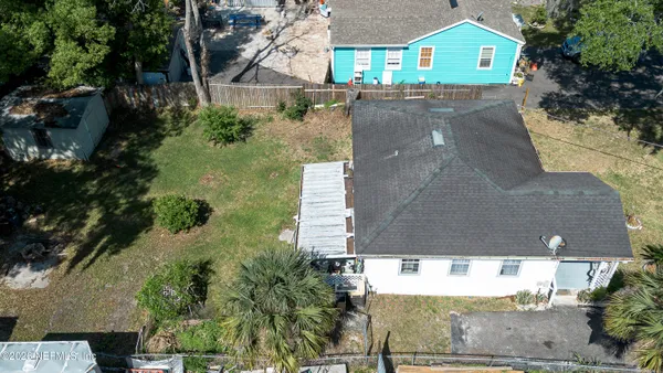 an aerial view of a house