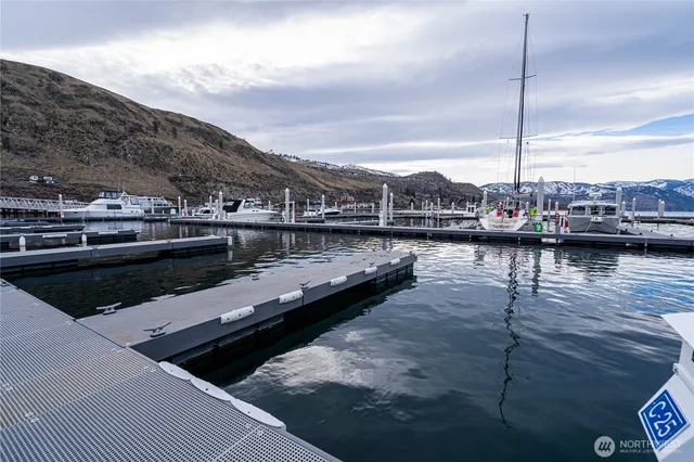 a view of a lake with a mountain