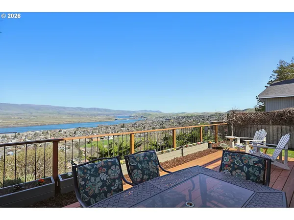 a view of a terrace with furniture