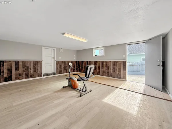 a view of a room with gym equipment