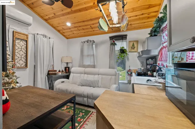 a living room with a couch and a table