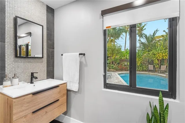 a bedroom with a bed and furniture