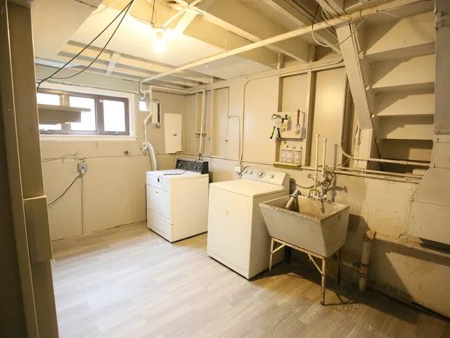 a utility room with a washer and dryer