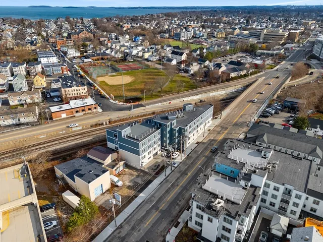 an aerial view of a city