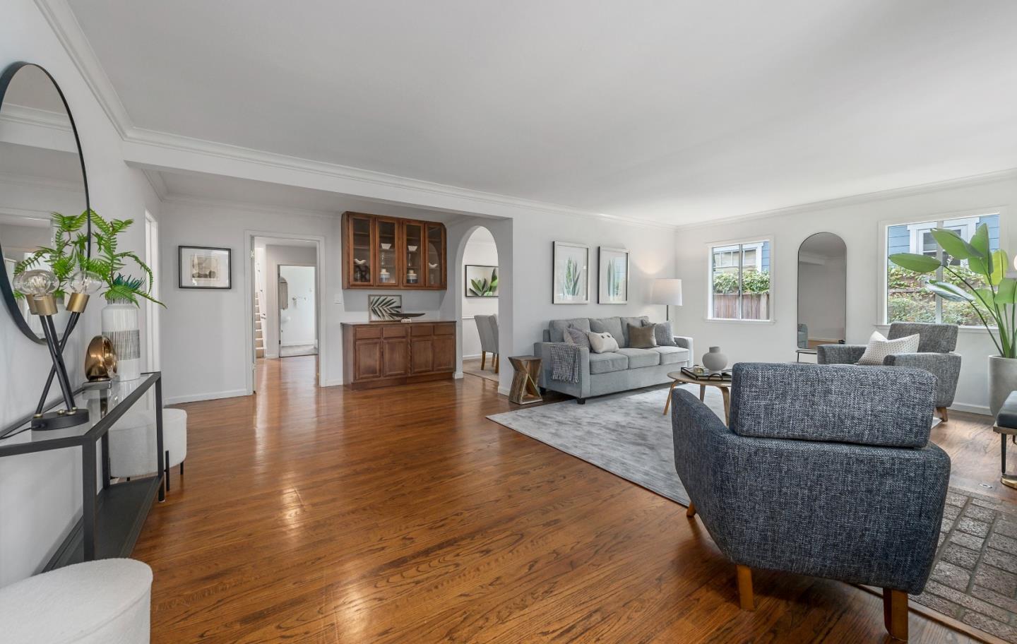 360 Iris Way Palo Alto, CA 94303 - Photo 7 of 28 a living room with furniture and a wooden floor