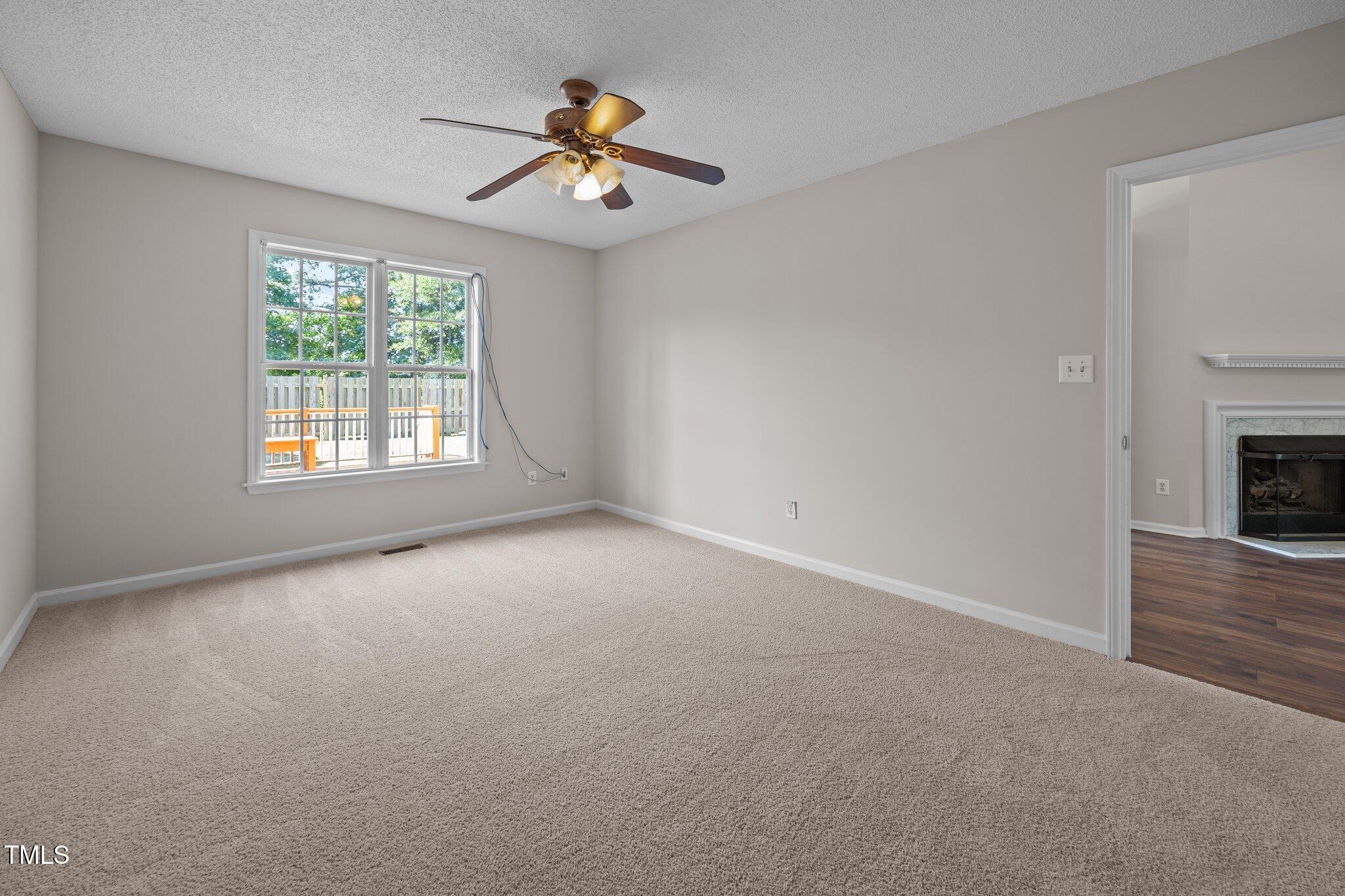 408 Flagg Road Holly Springs, NC 27540 - Photo 17 of 32 an empty room with a fireplace and painted walls