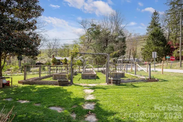 a view of a park with swings