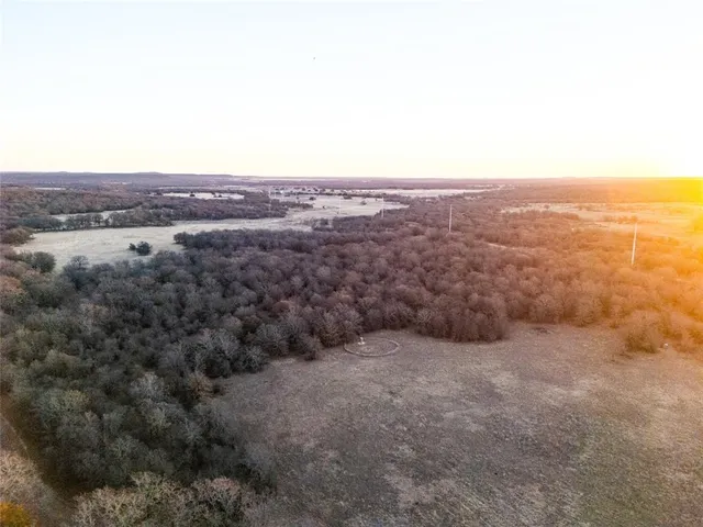 an aerial view of residential house and green space