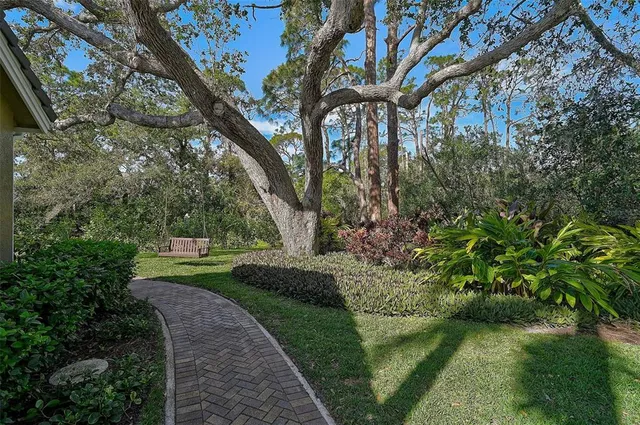 a view of a porch with a yard