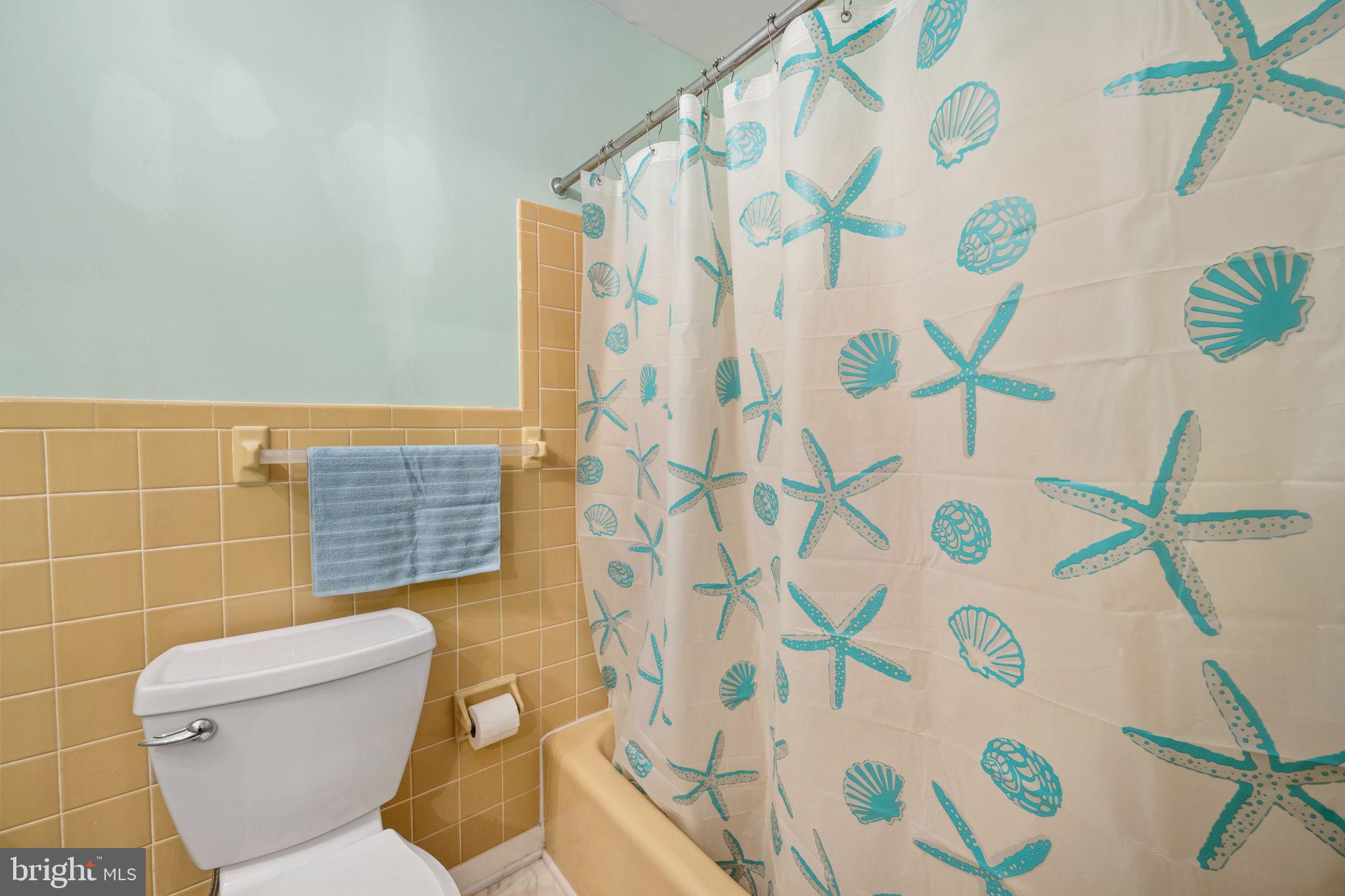 128 11th Street Colonial Beach, VA 22443 - Photo 31 of 58 a bathroom with a toilet and a shower curtain