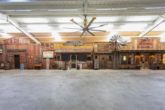 a view of a building with a street