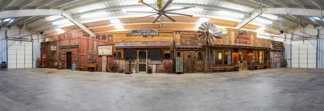 a view of a garage with furniture