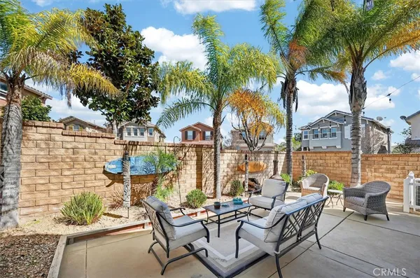 a building outdoor space with patio furniture