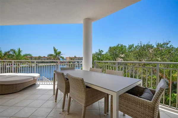a view of a terrace with furniture