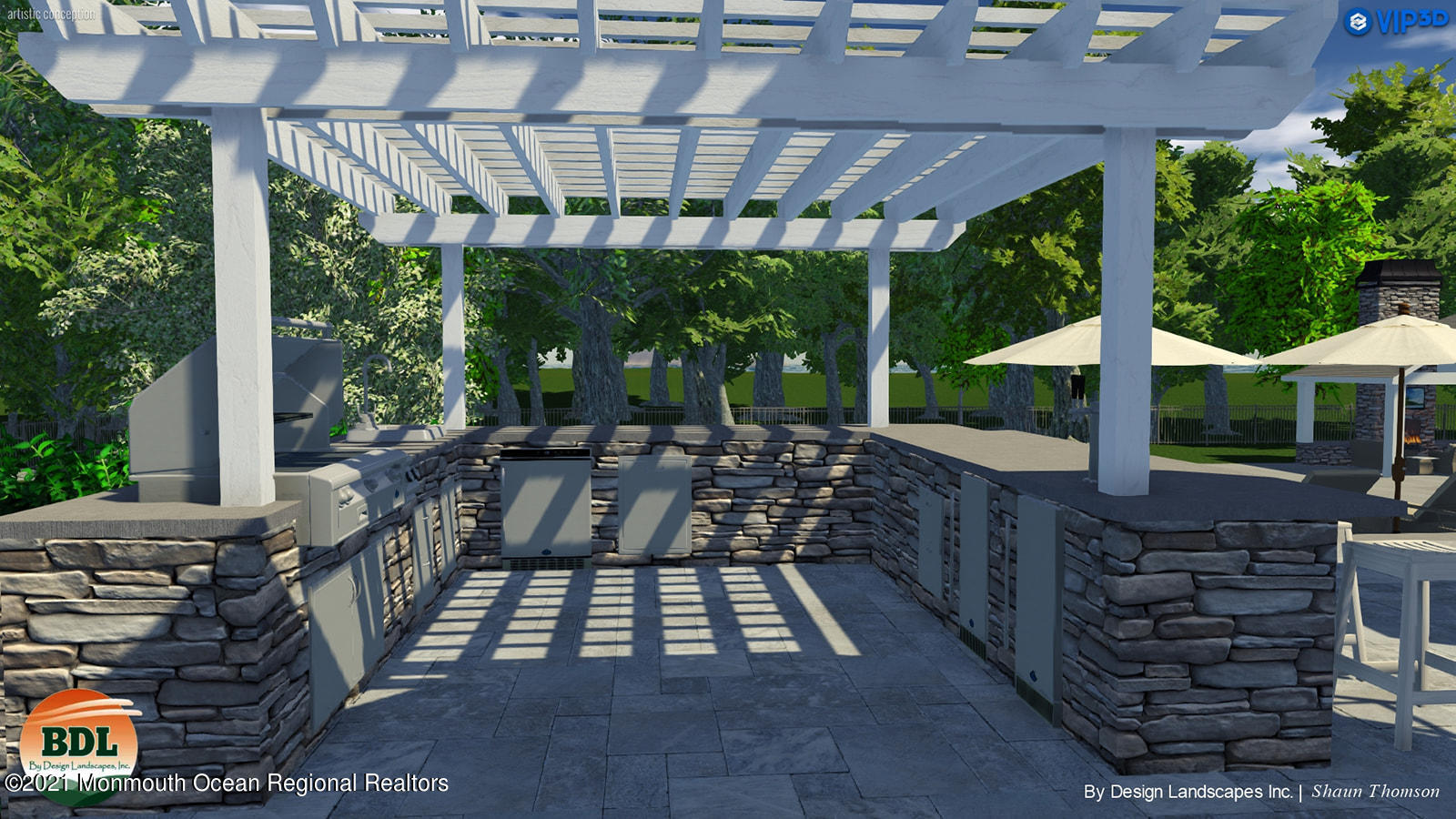 2104 Shadowbrook Drive Wall, NJ 07719 - Photo 67 of 84 a view of a patio with table and chairs potted plants and large tree