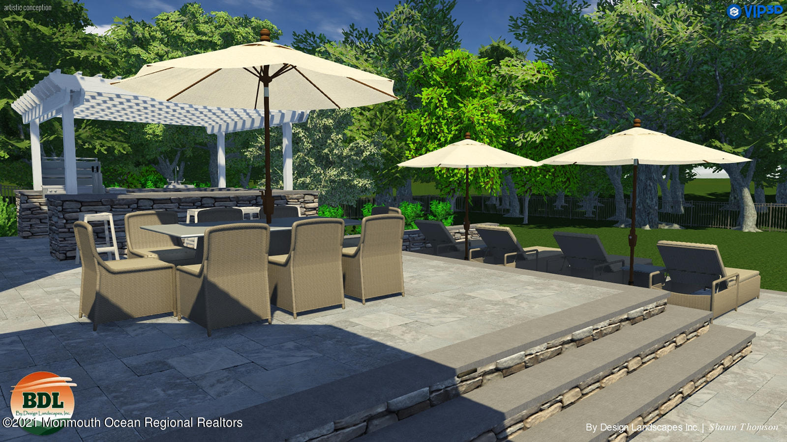 2104 Shadowbrook Drive Wall, NJ 07719 - Photo 69 of 84 a view of a patio with table and chairs under an umbrella