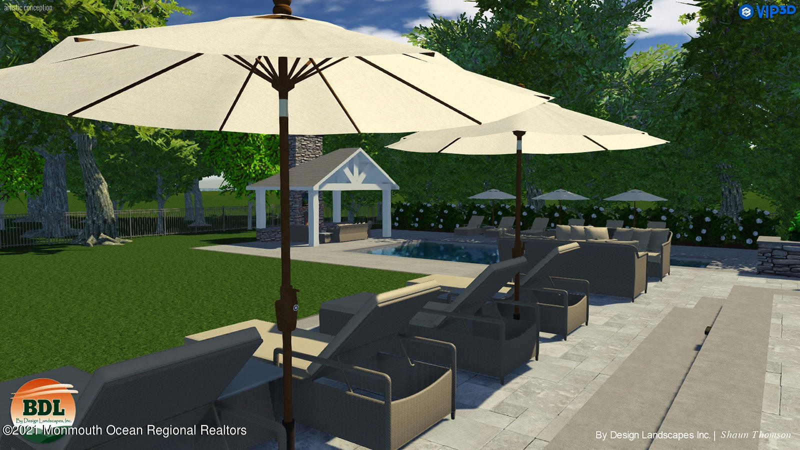 2104 Shadowbrook Drive Wall, NJ 07719 - Photo 71 of 84 a view of a patio with a table and chairs under an umbrella
