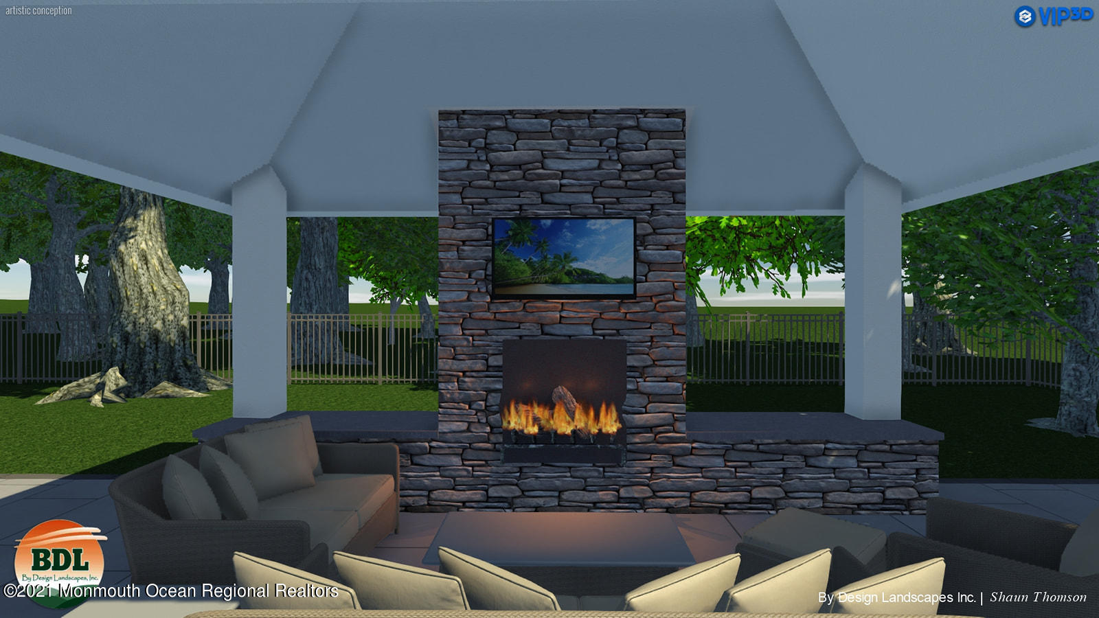 2104 Shadowbrook Drive Wall, NJ 07719 - Photo 75 of 84 a living room with furniture a fireplace and a floor to ceiling window