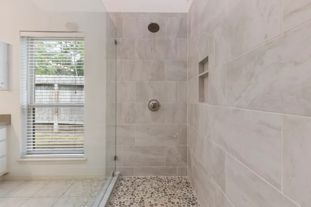 a bathroom with a shower