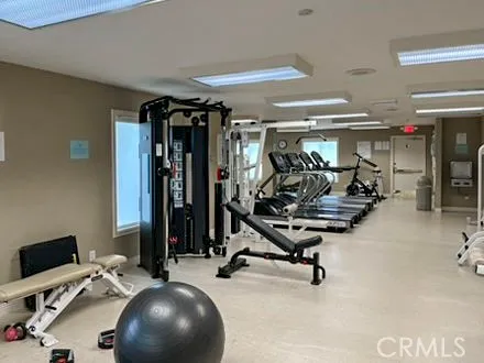 a view of a room with gym equipment