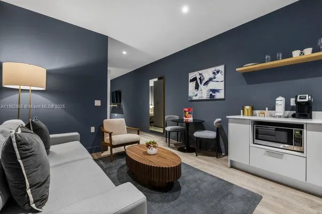 a living room with furniture and a couch