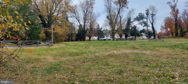 a view of a field of grass and trees