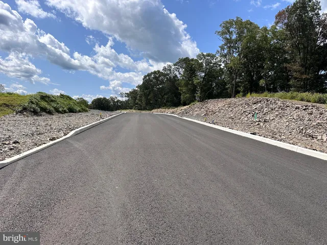 a view of a road with a yard