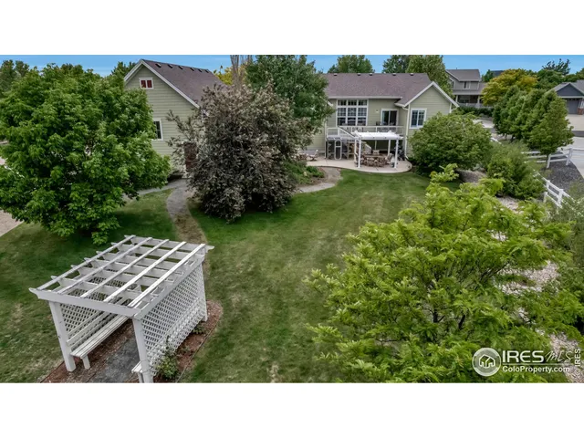 a aerial view of a house with a garden