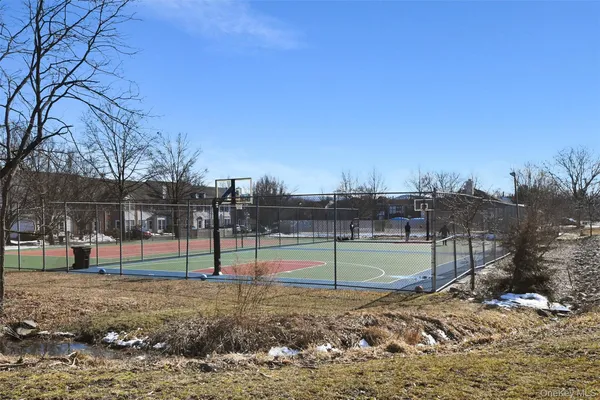 a view of a park with slide