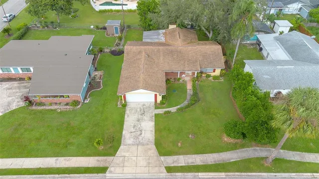 an aerial view of a house