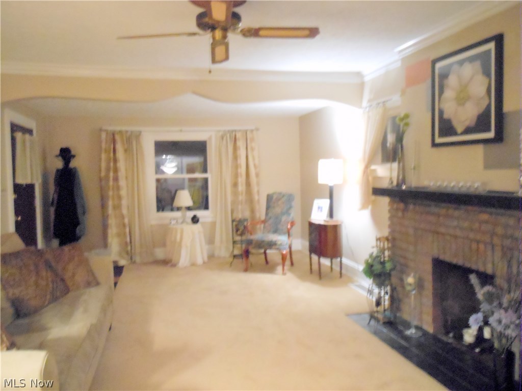 891 Montford Road Cleveland, OH 44121 - Photo 2 of 25 Really Large Carpeted Living Room with WBFP.