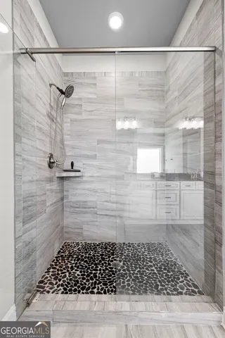 a bathroom with a shower