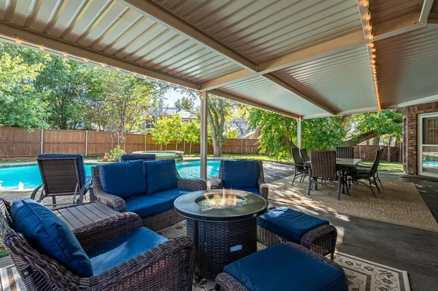 a outdoor space with furniture