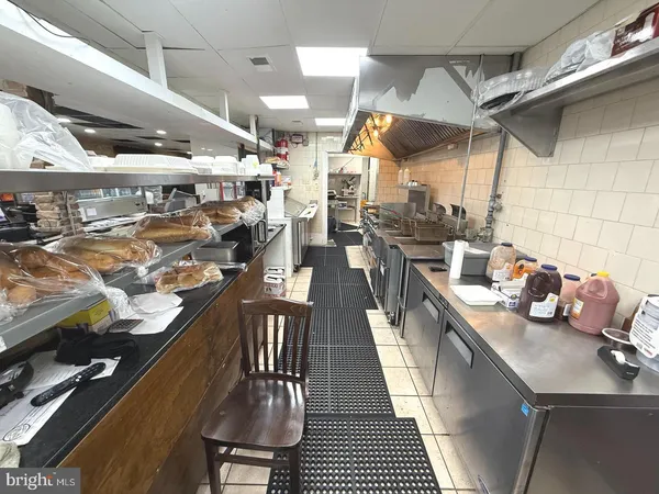 a kitchen with lots of counter top space