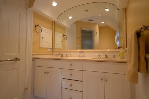 14 Old Town Road Wellesley, MA 02481 - Photo 16 of 17 a bathroom with a double vanity sink and a mirror