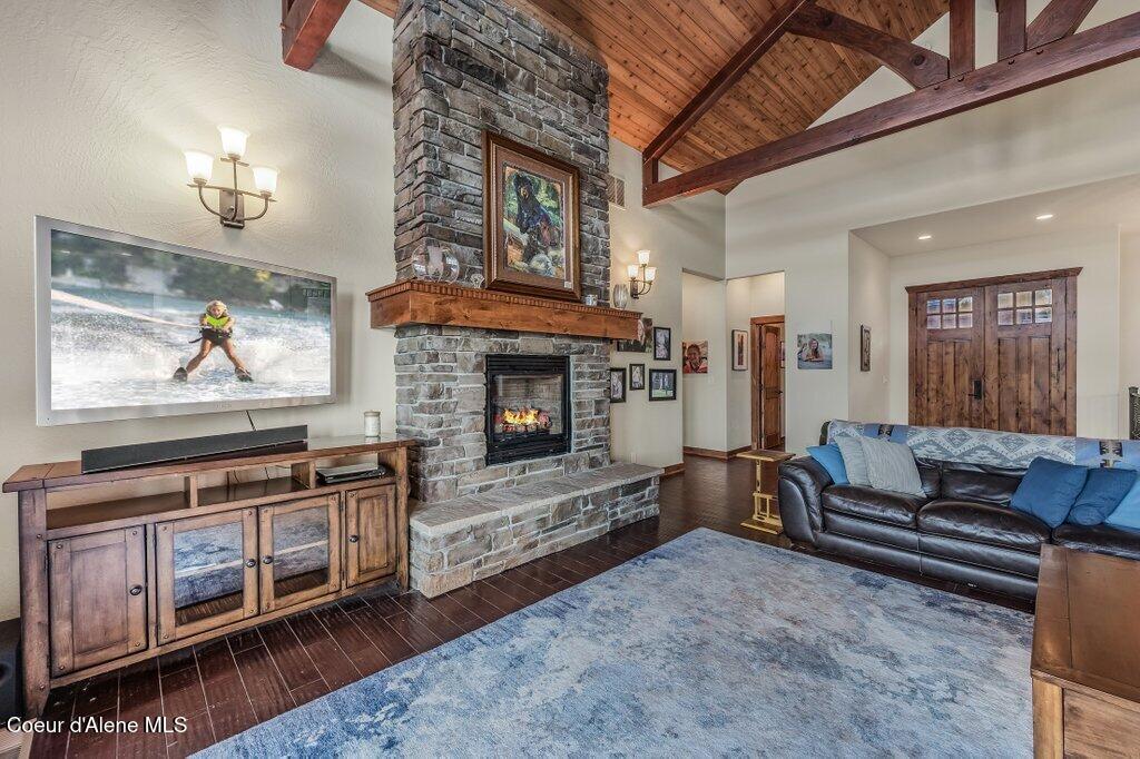 5071 South Fishhawk Court Harrison, ID 83833 - Photo 15 of 100 Large Stone Fireplace
